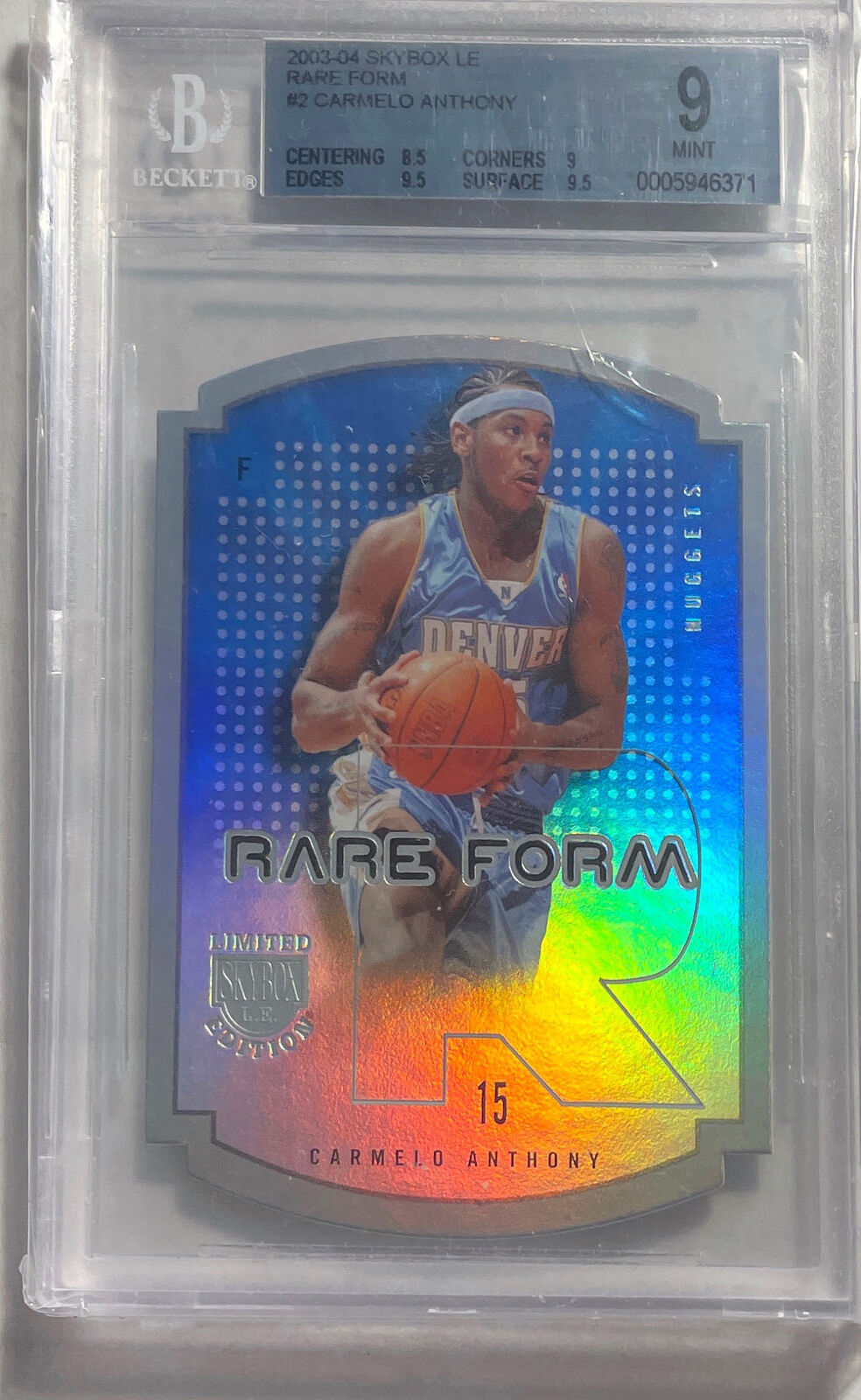 CARMELO ANTHONY 2003 SKYBOX LE RARE FORM DIE CUT FOIL RC #2 BGS 9 MINT POP 3