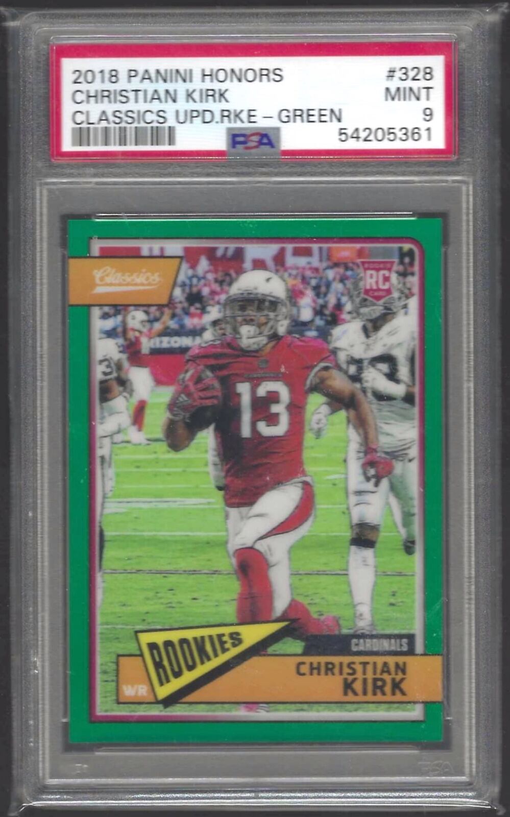 CHRISTIAN KIRK 2018 PANINI HONORS CLASSICS UPDATE GREEN PRIZM RC /75 PSA 9 POP 2