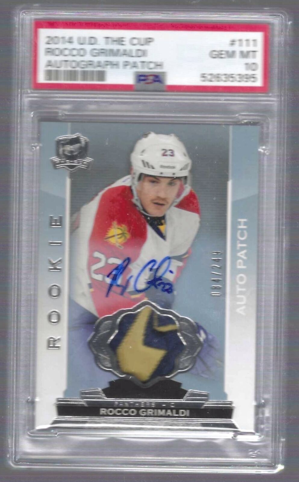 ROCCO GRIMALDI 2014-15 UD THE CUP ROOKIE PATCH AUTO RC /249 PSA 10 MINT POP 1/1
