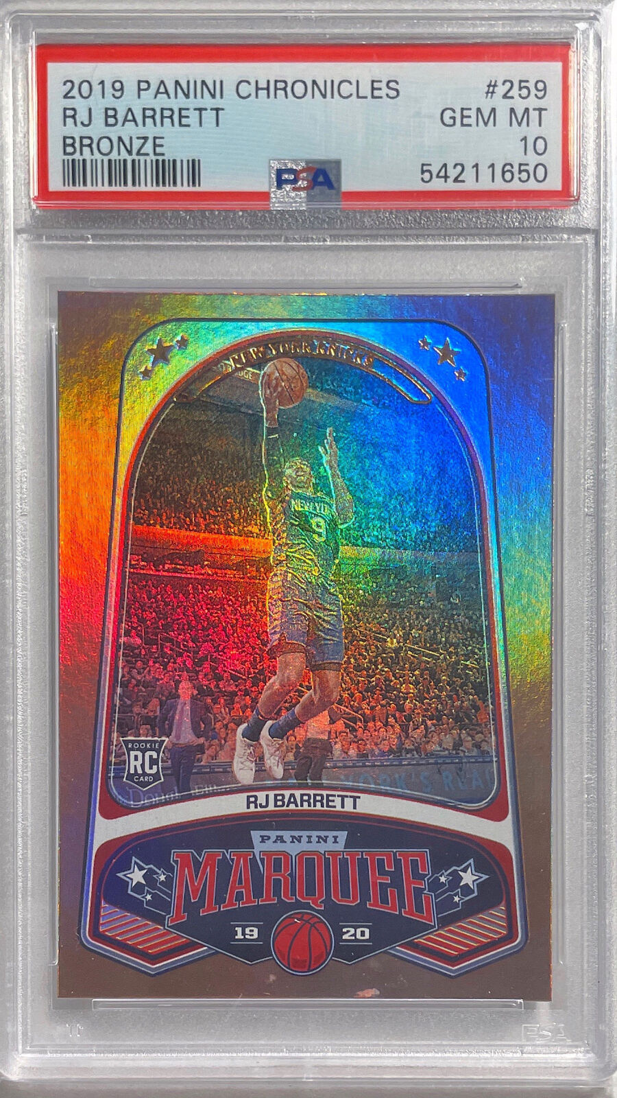 RJ BARRETT 2019 PANINI CHRONICLES MARQUEE BRONZE RC #259 PSA 10 GEM MINT POP 47