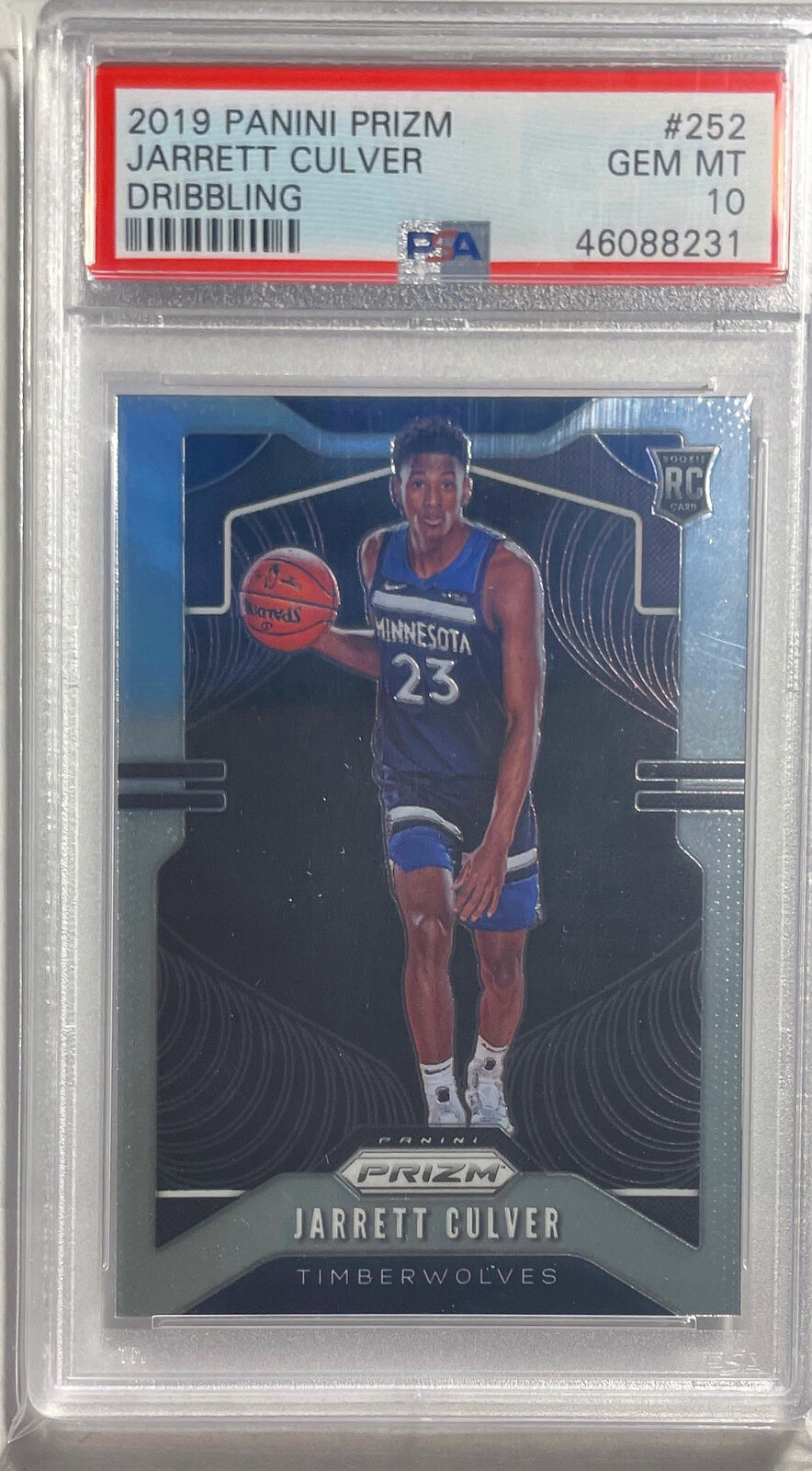 JARRETT CULVER 2019 PANINI PRIZM DRIBBLING PHOTO VARIATION RC #252 PSA 10 GEM