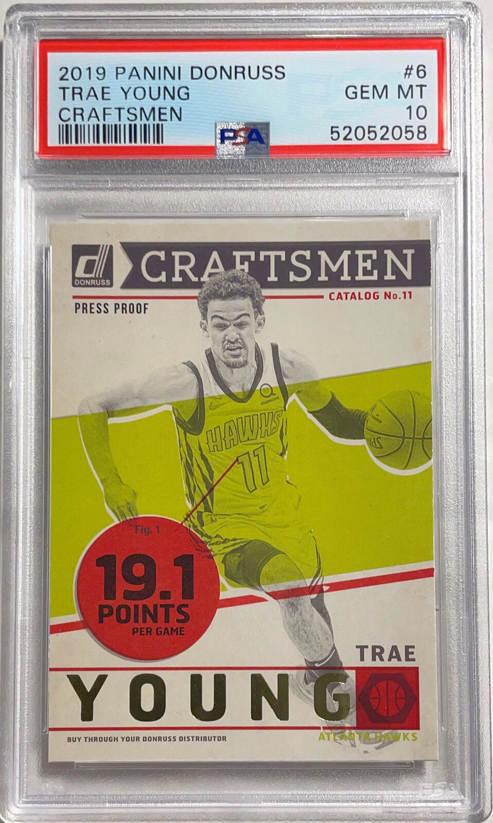 TRAE YOUNG 2019 PANINI DONRUSS CRAFTSMEN PRESS PROOF #6 PSA 10 GEM MINT POP 26