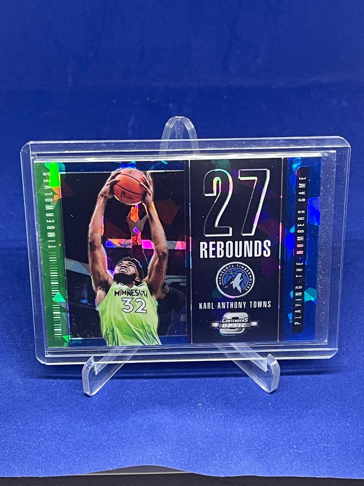 KARL-ANTHONY TOWNS 2018-19 CONTENDERS OPTIC PLAYING THE NUMBERS GAME BLUE ICE