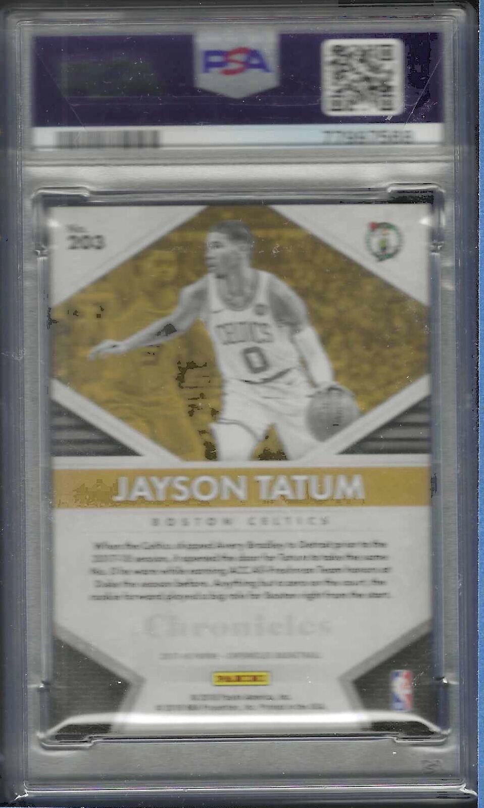 JAYSON TATUM 2017 PANINI CHRONICLES TITANUM JERSEY NUMBER RC #D 15/99 PSA 9 MINT