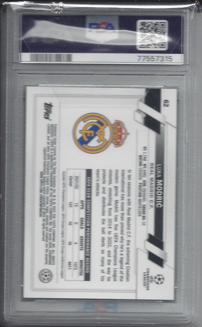 LUKA MODRIC 2022-23 TOPPS CHROME UCC HERO VARIATION SSP RARE #62 PSA 10 POP 8