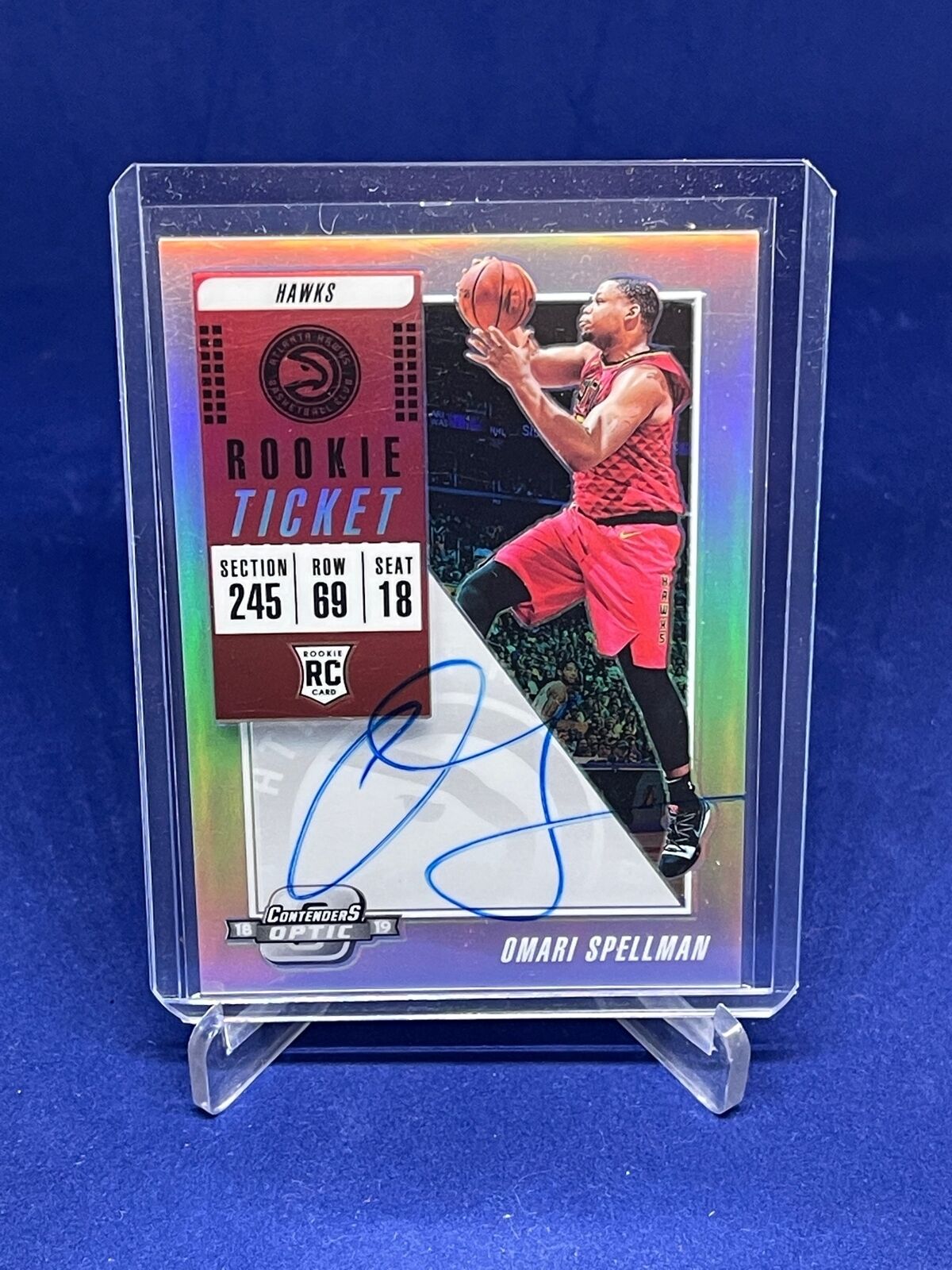 OMARI SPELLMAN 2018-19 PANINI CONTENDERS OPTIC SILVER HOLO PRIZM AUTO RC #122