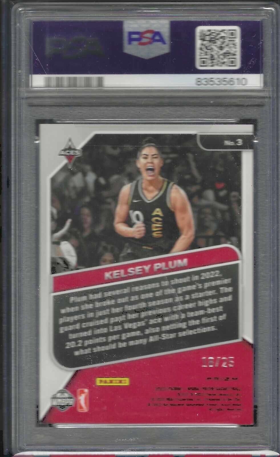 KELSEY PLUM 2023 PANINI PRIZM WNBA GET HYPED MOJO PRIZM #D 18/25 PSA 8 POP 1/1