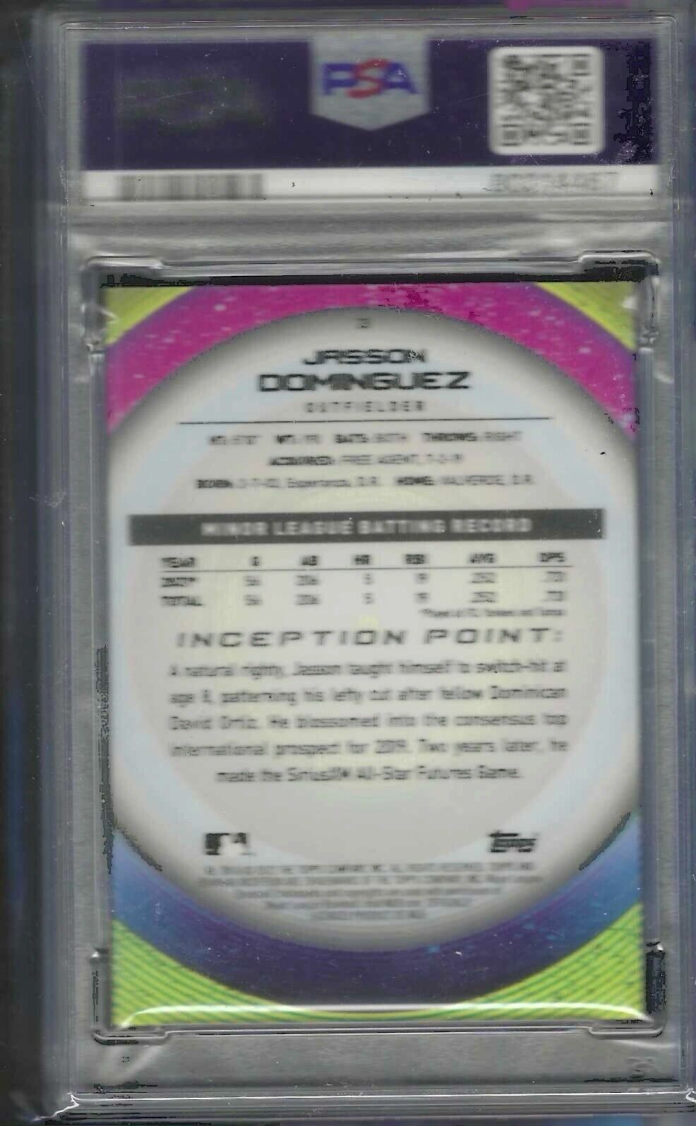 JASSON DOMINGUEZ 2023 BOWMAN INCEPTION GOLD FOIL PROSPECT /50 PSA 10 GEM POP 4