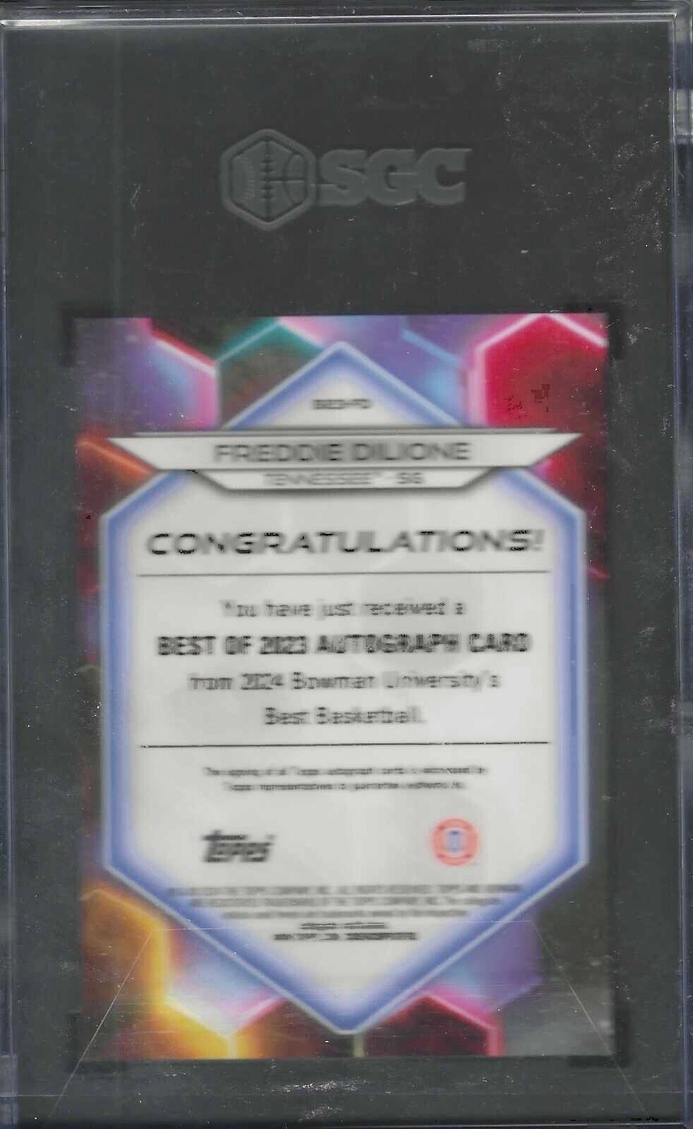 FREDDIE DILIONE 2023-24 BOWMANS BEST REFRACTOR AUTO /125 SGC 10 w/ 10 AU POP 1/1