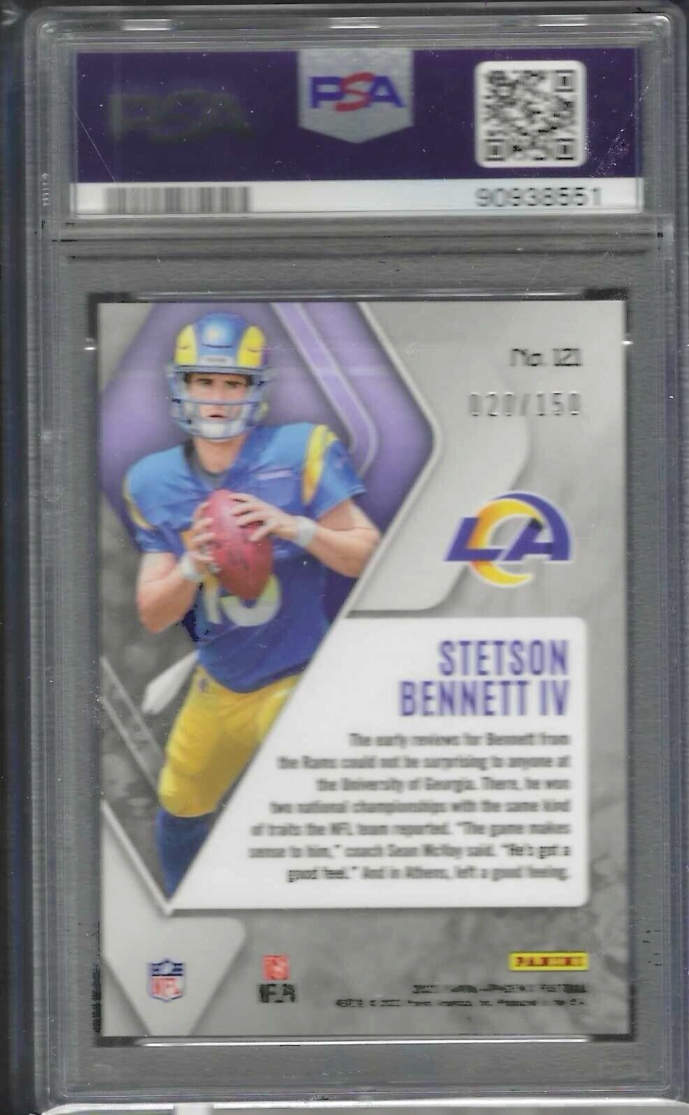 STETSON BENNETT IV 2023 PANINI PHOENIX TEAL PRIZM RC /150 PSA 10 GEM MINT POP 3