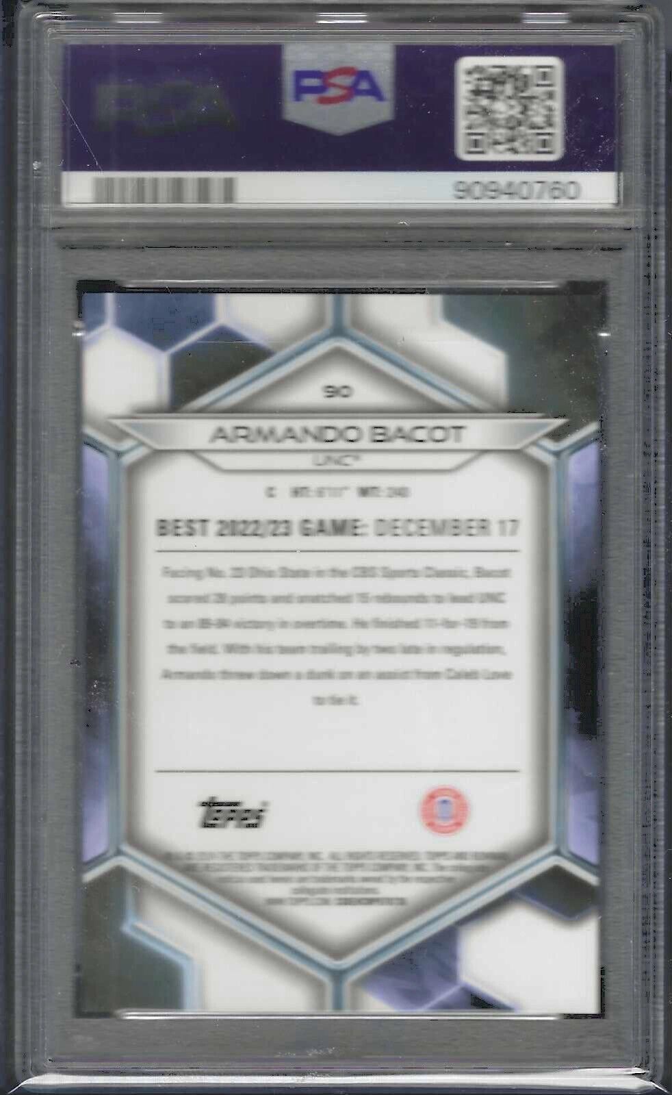 ARMANDO BACOT 2023 BOWMAN U BEST GOLD REFRACTOR /50 PSA 10 GEM MINT POP 1/1