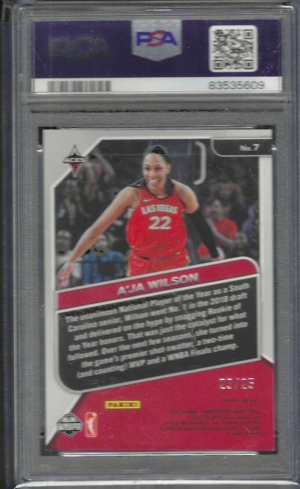 A'JA WILSON 2023 PANINI PRIZM WNBA GET HYPED MOJO PRIZM #D 23/25 PSA 8 POP 1/1