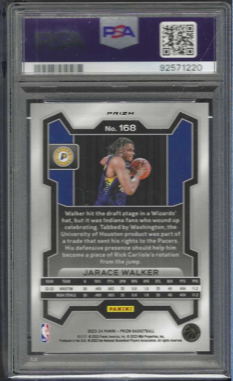 JARACE WALKER 2023 PANINI PRIZM SILVER PRIZM ROOKIE RC #168 PSA 10 GEM MINT