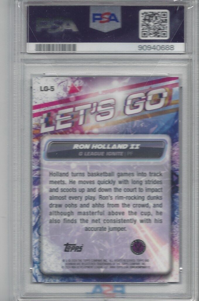 RON HOLLAND II 2023 BOWMAN CHROME UNIVERSITY LET'S GO PRODUCT HIT SSP #5 PSA 9