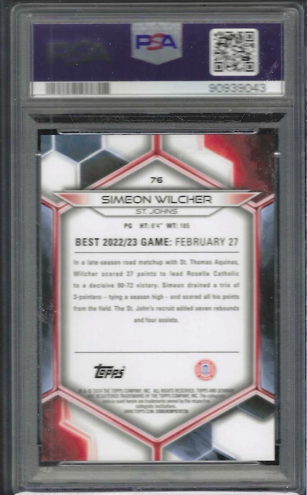 SIMEON WILCHER 2023 BOWMAN U BEST ORANGE REFRACTOR /25 PSA 10 GEM MINT POP 2