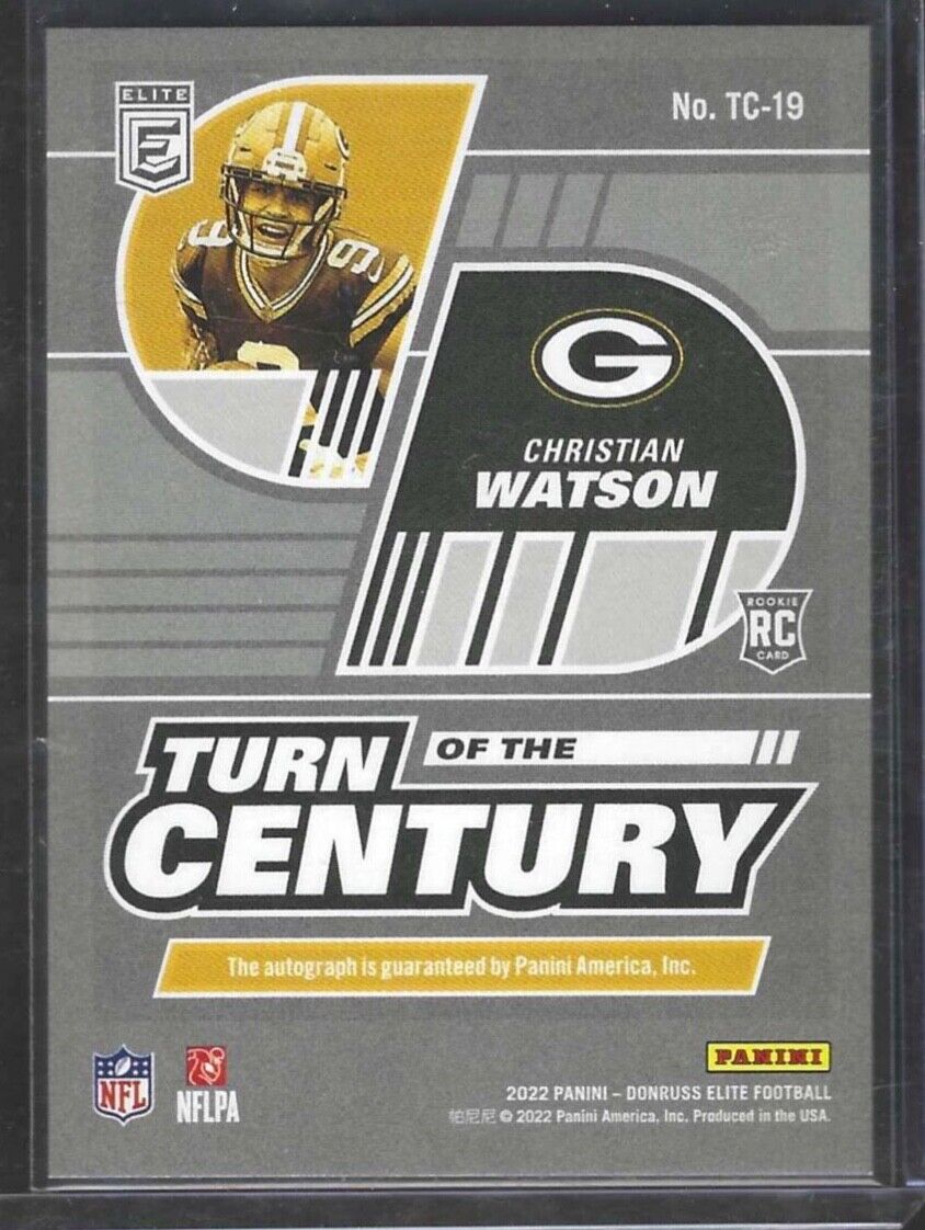 CHRISTIAN WATSON 2022 DONRUSS ELITE GOLD TURN OF CENTURY ROOKIE AUTO RC #D 3/5