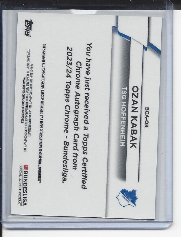 OZAN KABAK 2023-24 TOPPS CHROME BUNDESLIGA HOFFENHEIM REFRACTOR AUTO