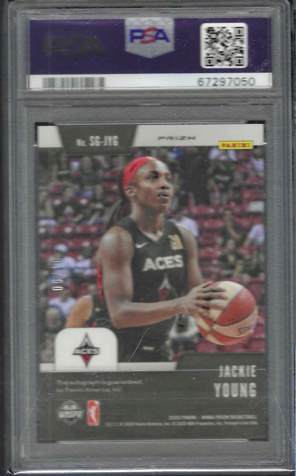JACKIE YOUNG 2020 PANINI PRIZM WNBA GOLD PRIZM AUTO /10 PSA 9 MINT POP 2
