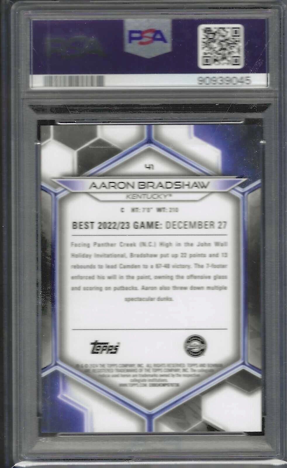 AARON BRADSHAW 2023 BOWMAN U BEST ORANGE REFRACTOR /25 PSA 10 GEM MINT POP 1/1