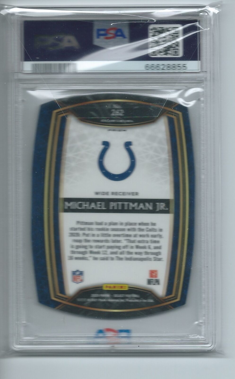 MICHAEL PITTMAN JR 2020 PANINI SELECT DIE CUT ZEBRA PRIZM RC #262 PSA 9 POP 7
