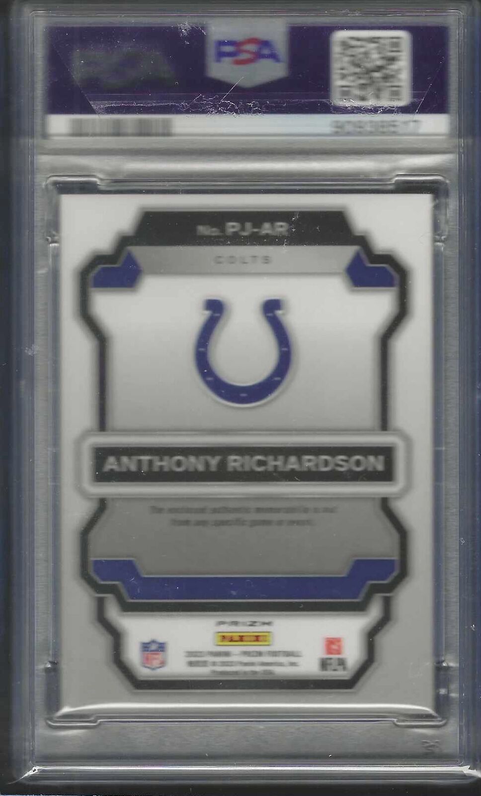 ANTHONY RICHARDSON 2023 PANINI PRIZM GREEN PULSAR ROOKIE JERSEY PSA 10 GEM MINT