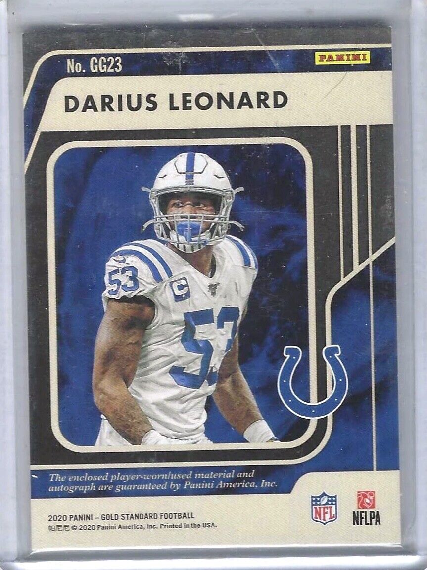 DARIUS LEONARD 2020 GOLD STANDARD GOOD AS GOLD PATCH AUTO #D 12/25