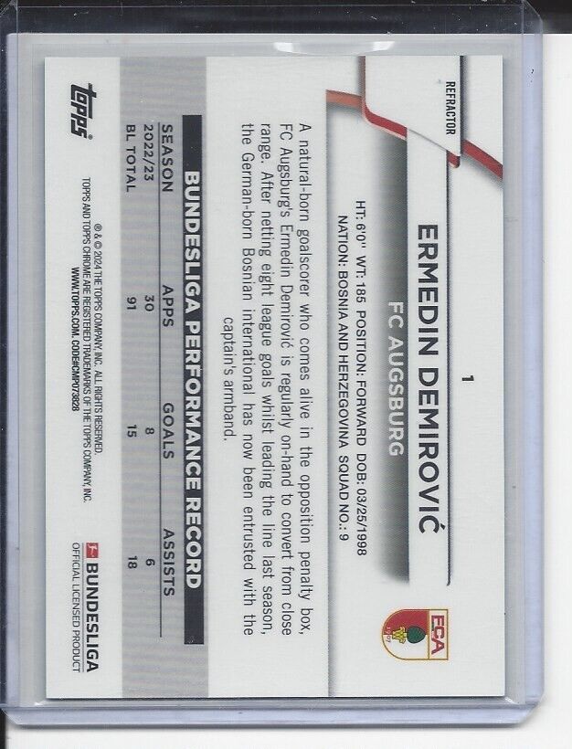 1/1 ERMEDIN DEMIROVIC 2023-24 TOPPS CHROME AQUA BUBBLE REFRACTOR #D 9/275 JSY #9