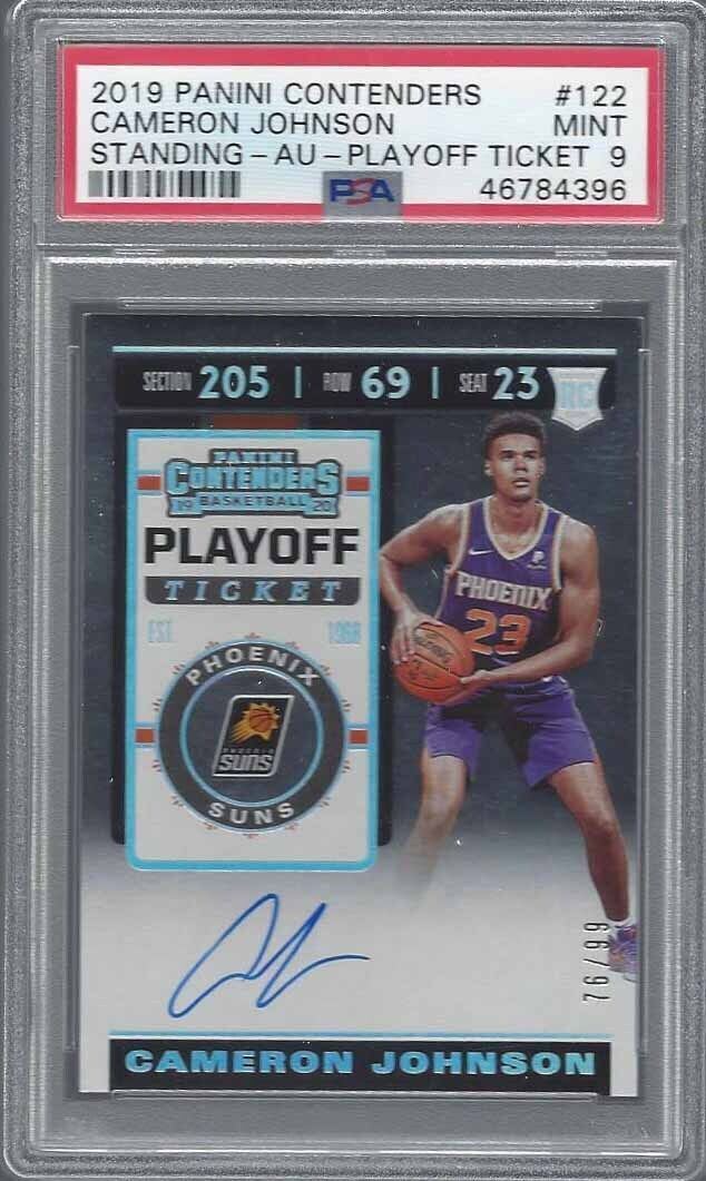 CAMERON JOHNSON 2019-20 CONTENDERS PLAYOFF TICKET ONCARD AUTO RC /99 PSA 9 POP 2
