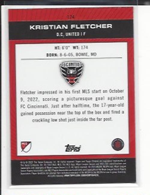 KRISTIAN FLETCHER 2023 TOPPS CHROME MLS PP BLUE MINI DIAMOND REFRACTOR RC /199