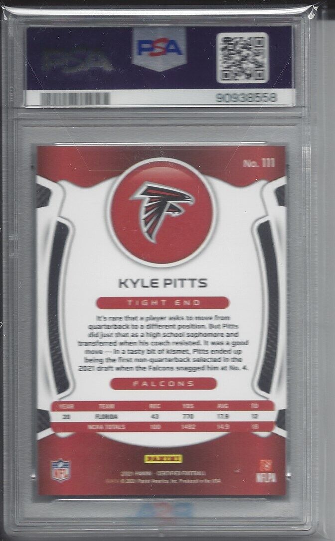 KYLE PITTS 2021 CERTIFIED MIRROR PURPLE FIRST OFF THE LINE RC /10 PSA 9 POP 1/1