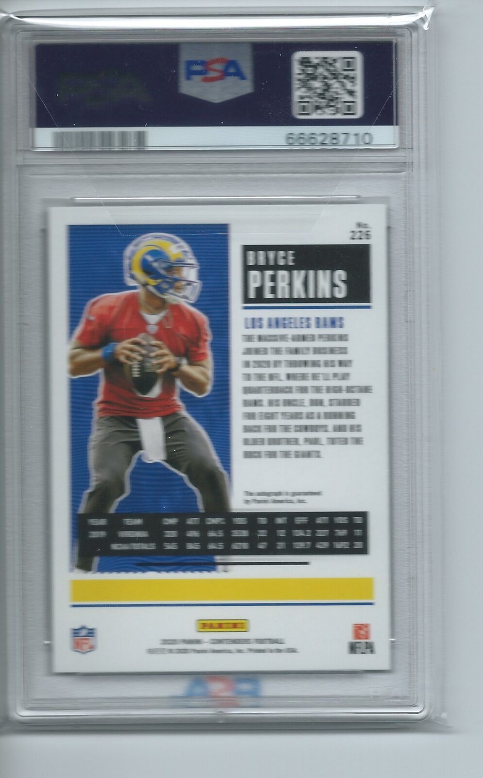 BRYCE PERKINS 2020 CONTENDERS ROOKIE TICKET CRACKED ICE AUTO RC #D 21/22 PSA 10