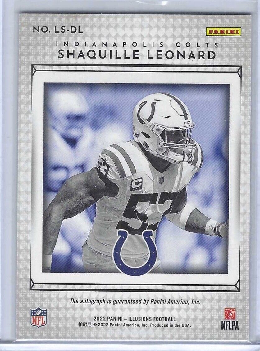 DARIUS LEONARD 2022 PANINI ILLUSIONS LIMELIGHT SIGNATURES BLACK AUTO #D 2/8