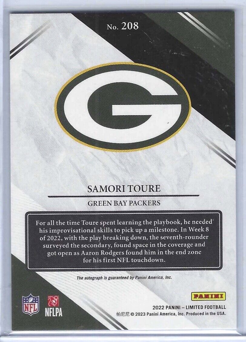 SAMORI TOURE 2022 PANINI LIMITED GOLD SILVER FOIL ROOKIE AUTO RC #D 15/99