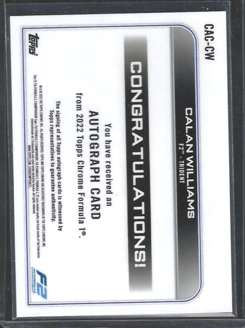 CALAN WILLIAMS 2022 TOPPS CHROME F1 PORTRAIT REFRACTOR AUTO #CAC-CW