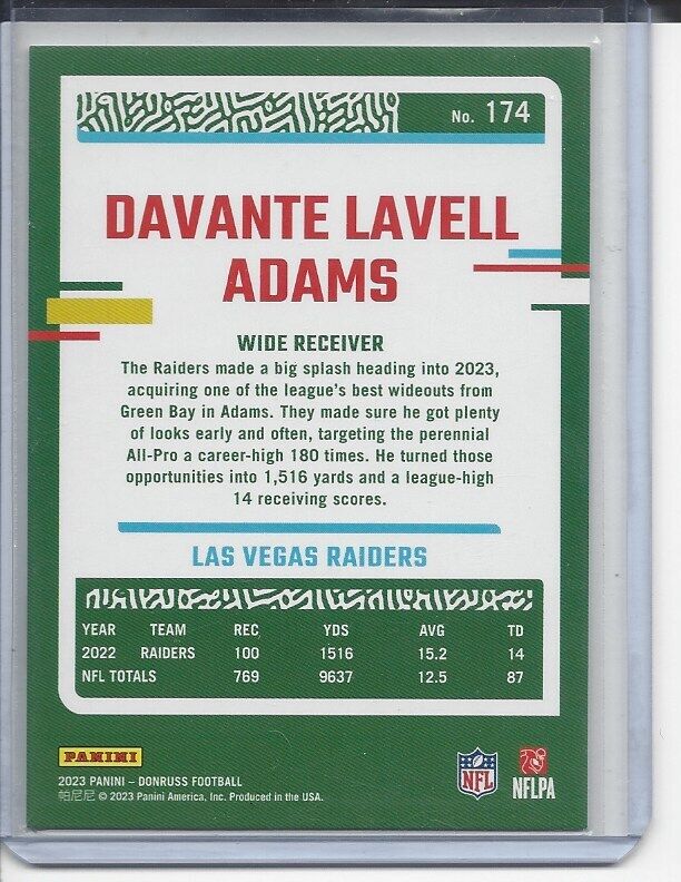 DAVANTE "LAVELL" ADAMS 2023 PANINI DONRUSS FULL NAME SSP RARE SHORT PRINT #174