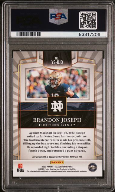 BRANDON JOSEPH 2023 SELECT DRAFT PICKS YOUTH EXPLOSION AUTO RC PSA 10 POP 1/1