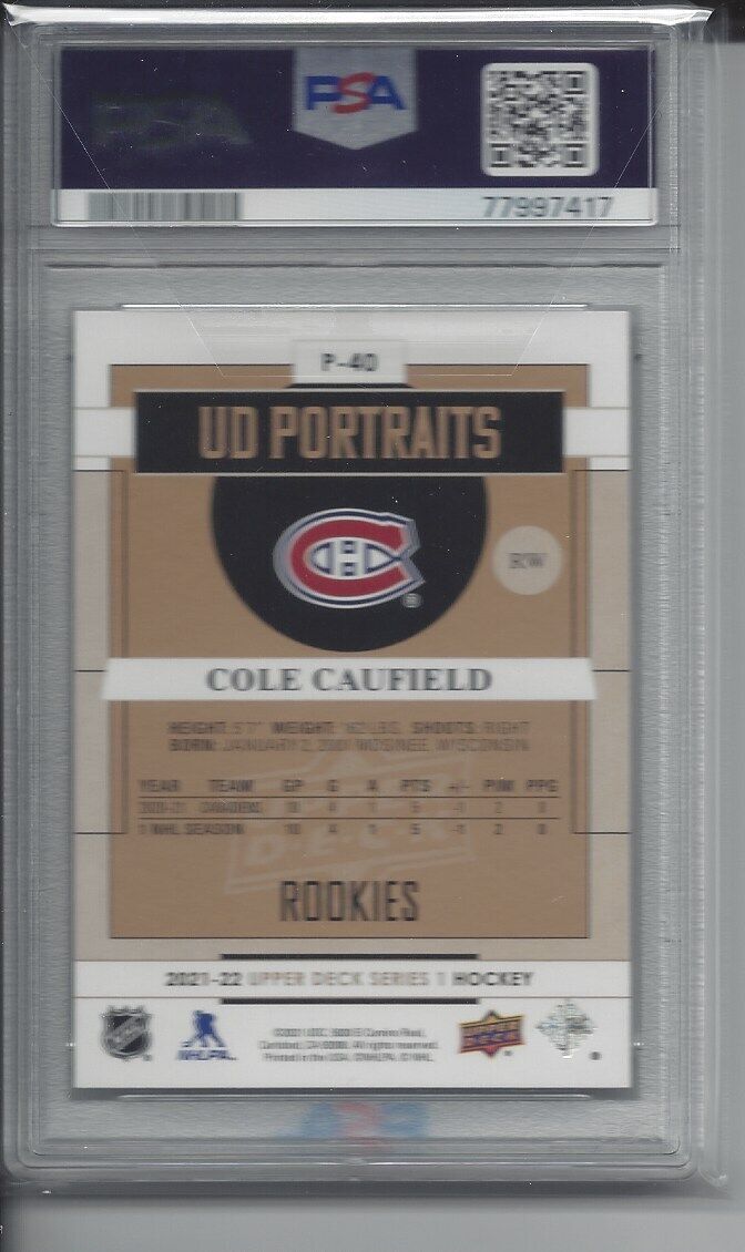 COLE CAUFIELD 2021 UPPER DECK UD PORTRAITS #40 PSA 10 GEM MINT POP 16