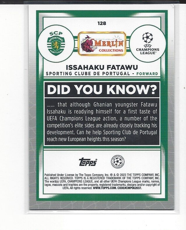 ISSAHAKU FATAWU 2022-23 TOPPS MERLIN CHROME VINTAGE SP REFRACTOR RC #128