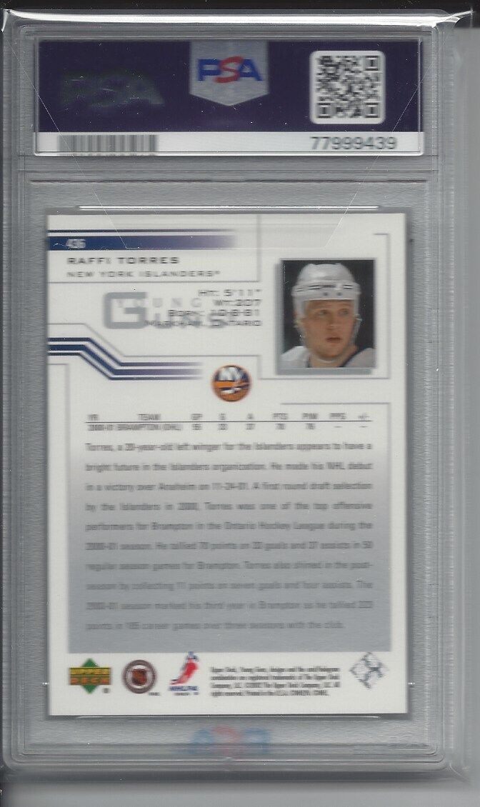 RAFFI TORRES 2001 UPPER DECK YOUNG GUNS TRUE ROOKIE RC #436 PSA 10 GEM MT POP 7