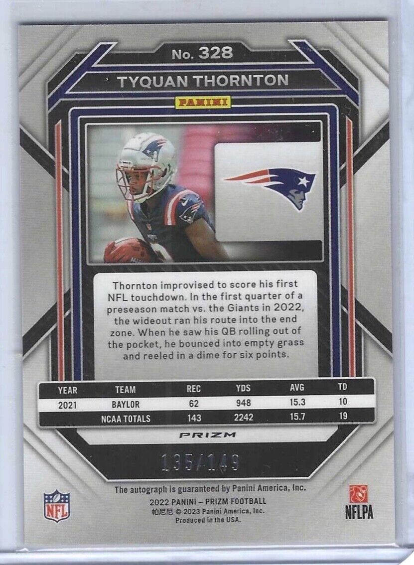 TYQUAN THORNTON 2021 PANINI PRIZM RUBY RED WAVE PRIZM ROOKIE AUTO RC #D 135/149