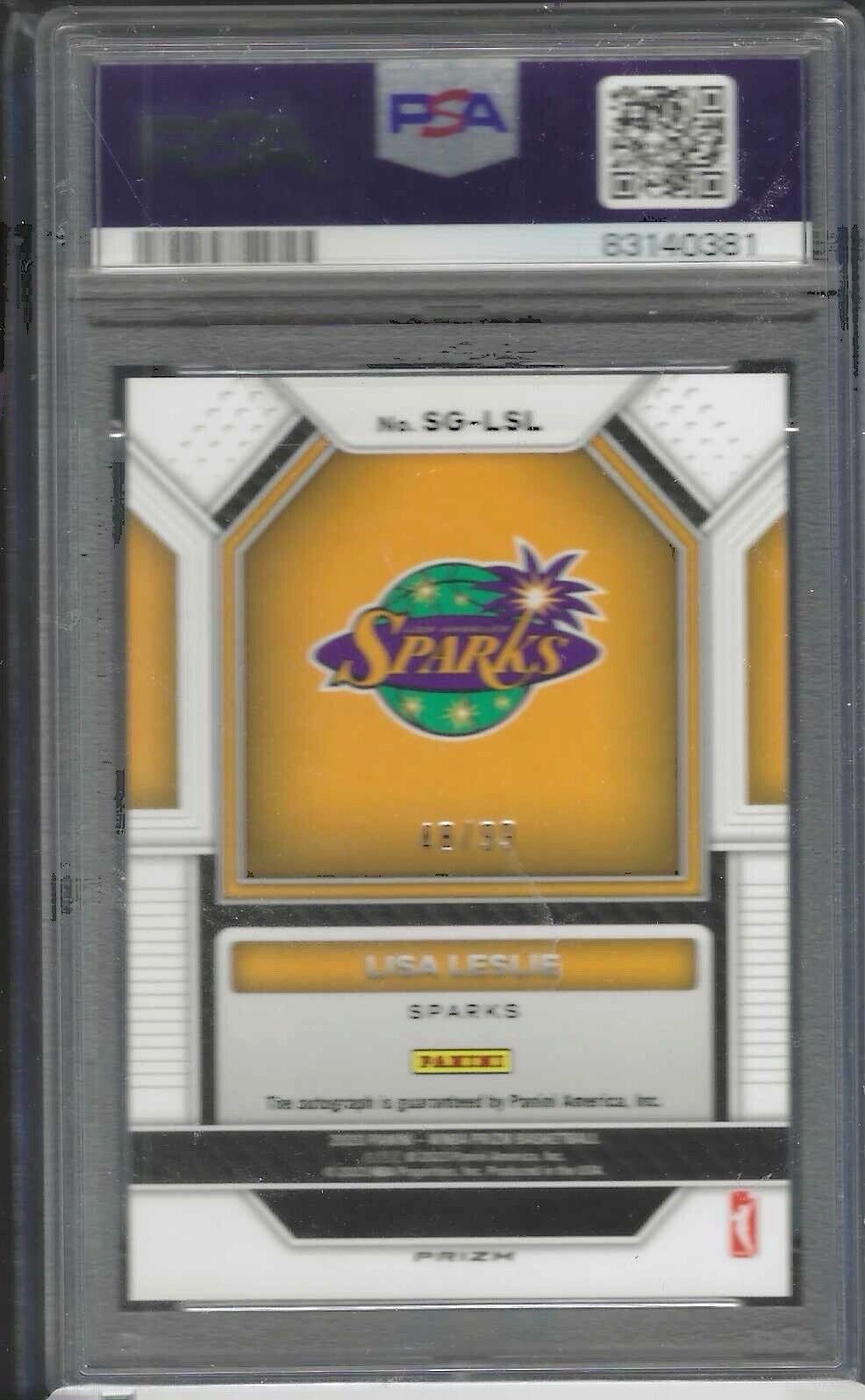LISA LESLIE 2023 PANINI PRIZM WNBA RED PRIZM AUTO /99 PSA 10 GEM MINT POP 5