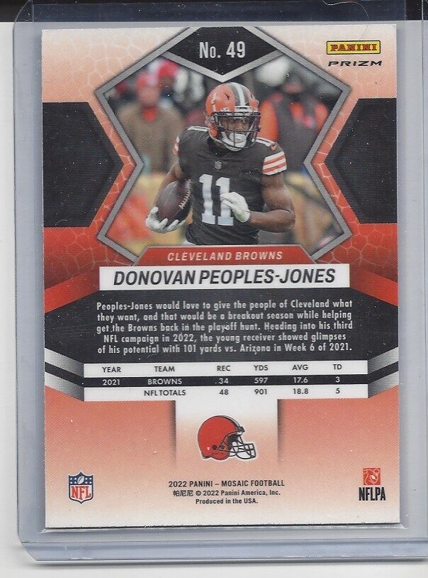 DONOVAN PEOPLES JONES 2022 PANINI MOSAIC RED SPARKLE SP PRIZM #49