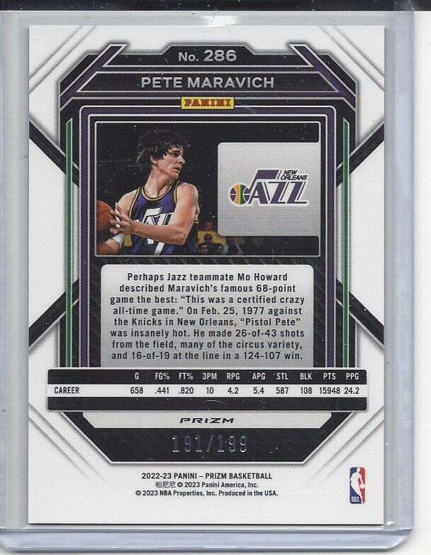 PETE MARAVICH 2022-23 PANINI PRIZM BLUE PRIZMS #D 191/199