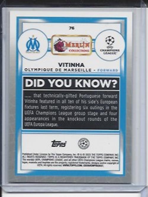 VITINHA 2022-23 TOPPS MERLIN CHROME ATOMIC ICE REFRACTOR RC #D 56/250