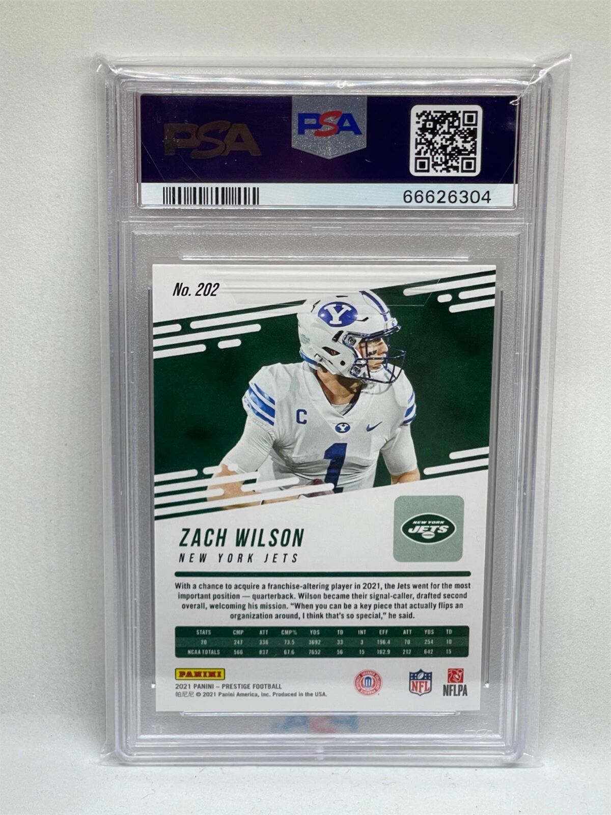 ZACH WILSON 2021 PANINI PRESTIGE HYPER XTRA POINTS ROOKIE RC #202 PSA 10 GEM MT