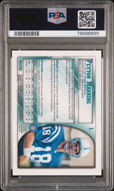 PEYTON MANNING 1998 BOWMAN CHROME TRUE ROOKIE RC #1 PSA 8