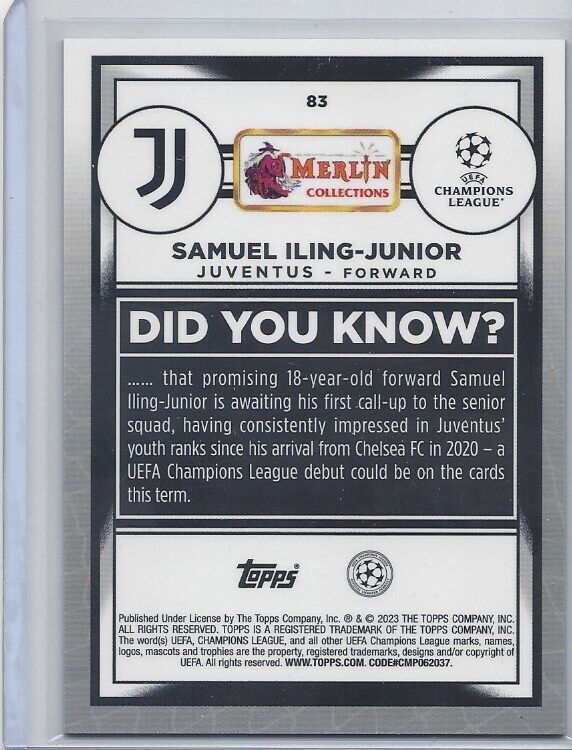 SAMUEL ILING JUNIOR 2022-23 TOPPS MERLIN CHROME GOLD ATOMIC ICE REFRACTOR RC /50
