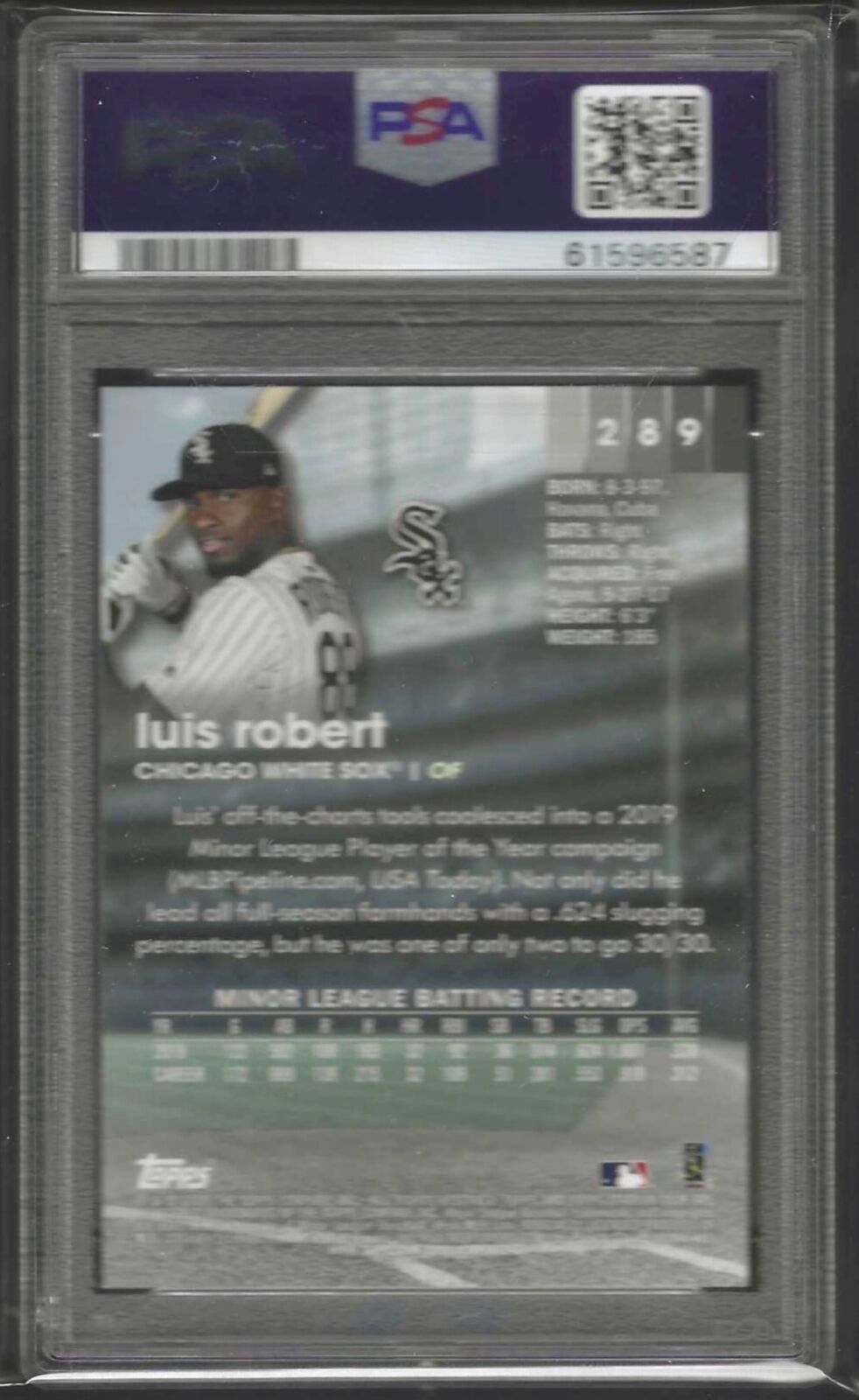 LUIS ROBERT 2020 TOPPS STADIUM CLUB CHROME ROOKIE RC #289 PSA 9 MINT