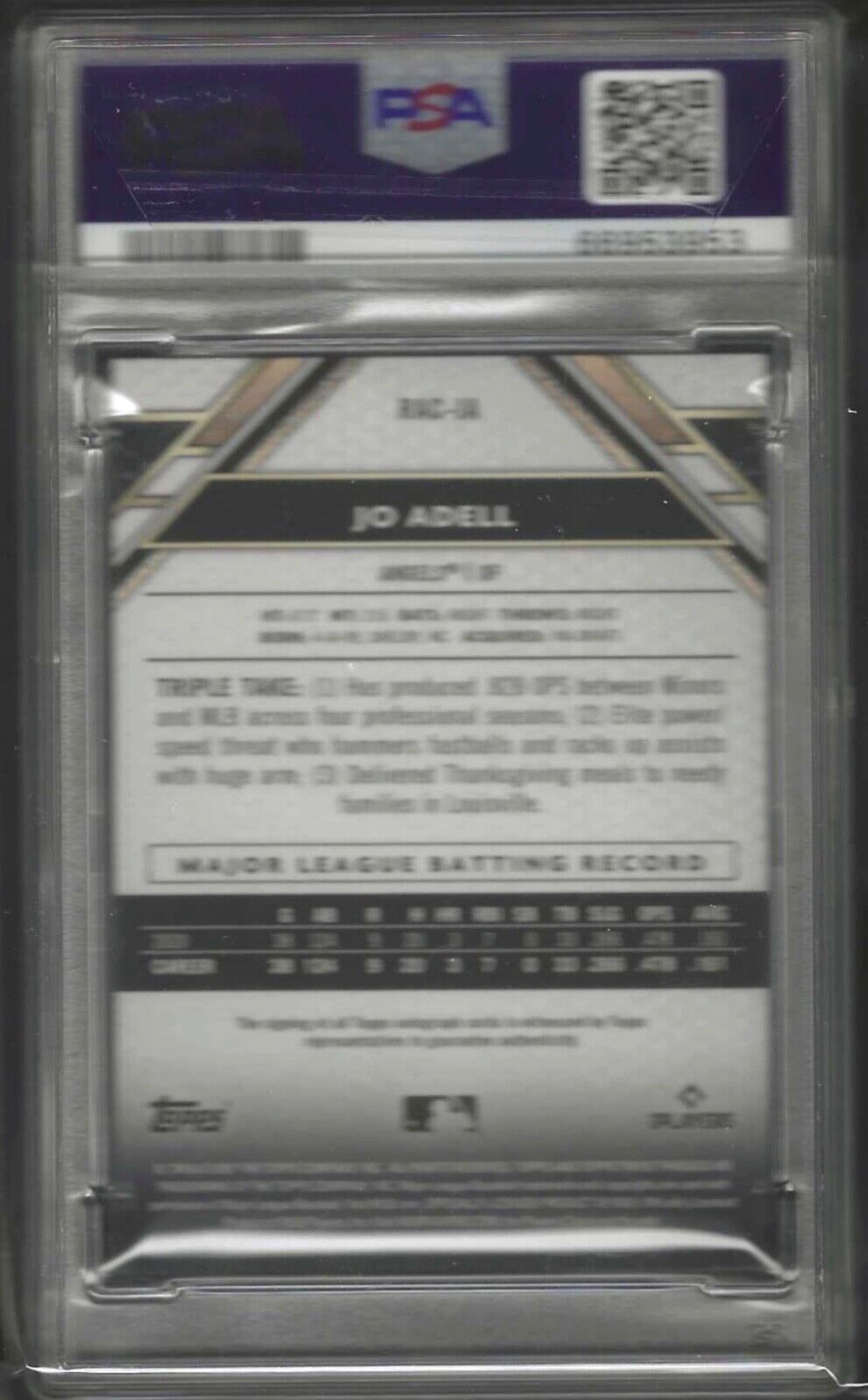 JO ADELL 2021 TOPPS TRIPLE THREADS ROOKIE AUTO RC /99 PSA 9 MINT POP 2