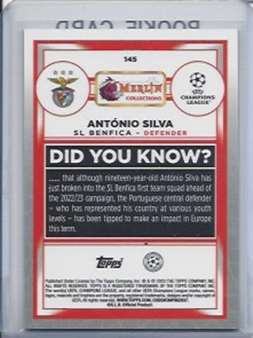 ANTONIO SILVA 2022-23 TOPPS MERLIN CHROME GREEN SHIMMER REFRACTOR RC #D 246/350